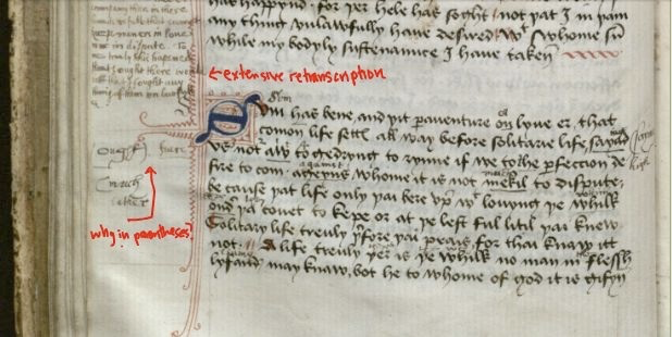 Image of handwritten marginalia to a medieval manuscript design